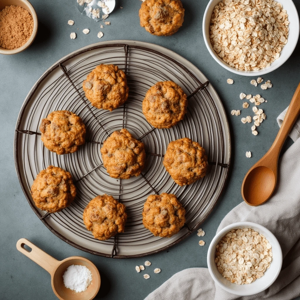 Delicious homemade Quaker oatmeal cookies fresh out of the oven.