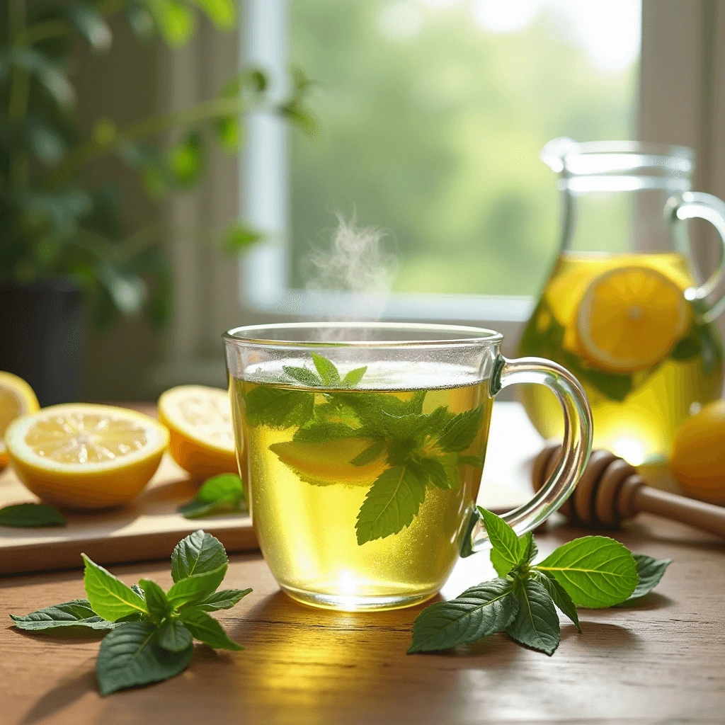 Lemon balm recipe for weight loss with fresh lemon slices and herbal tea
