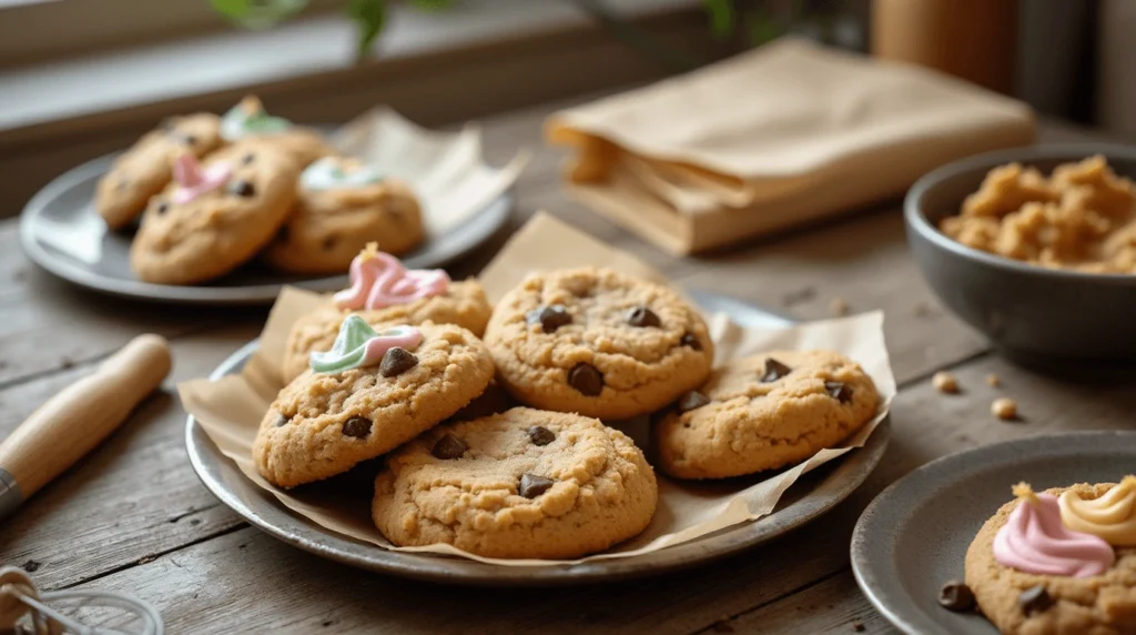 Freshly baked Crumbl cookies with colorful frosting on top