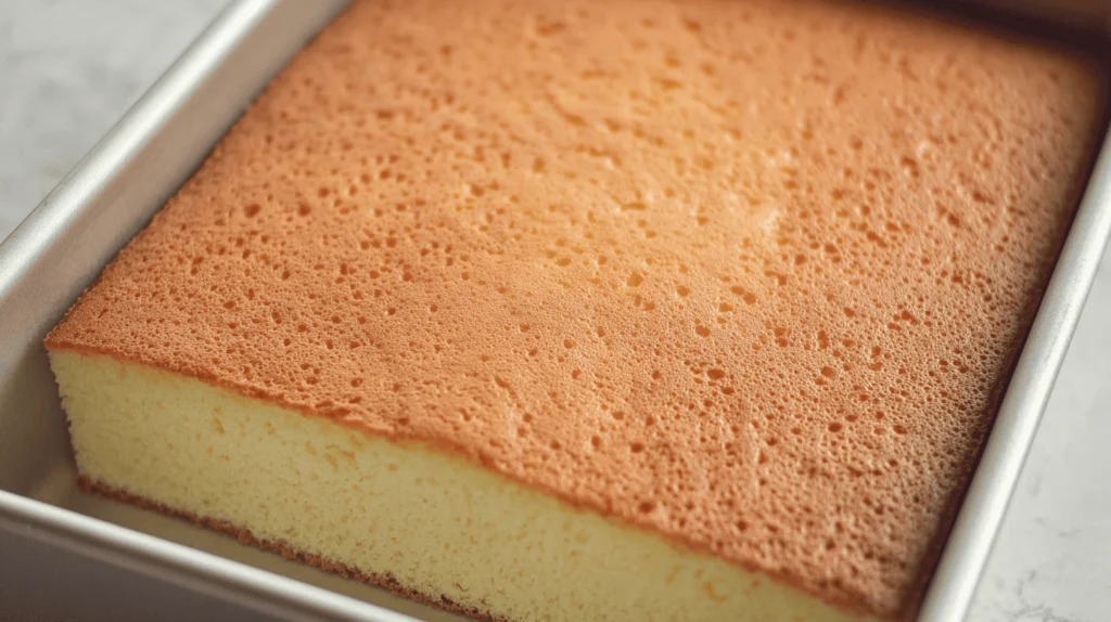 Powdered sugar being sprinkled over a tray of freshly baked lemon bars